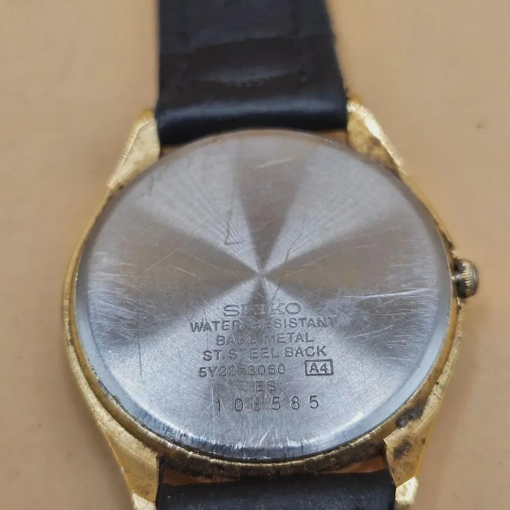 Vintage Seiko SQ Two Tone Date Watch Ref 5Y22-8060 New Battery